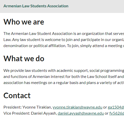 WSU Armenian Law Student Association attorney
